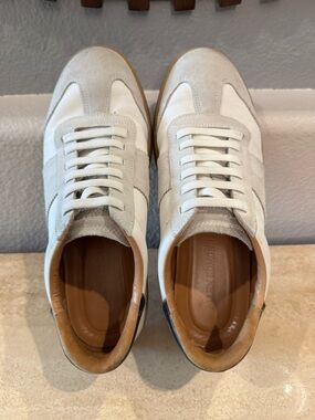 Allen Edmonds Men's Neutral White & Beige Suede Casual Sneakers